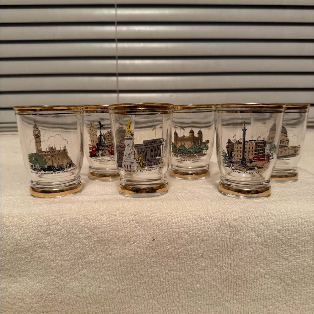 Vintage Shot Glasses 1960 Set Of 6